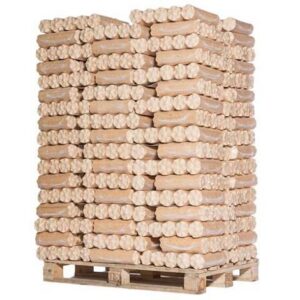 Bûches de bois compressé – Palette 117 packs, 100% feuillus, 585 bûches