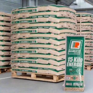 Granulés de bois Van Roje – Palette de 65 sacs de 15 kg – Haute qualité et combustion optimale