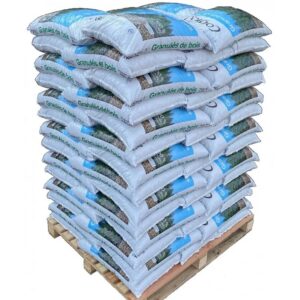 Granulés de bois mélangés certifiés ENplus A1 – Sac 650 kg – Qualité premium pour chauffage performant