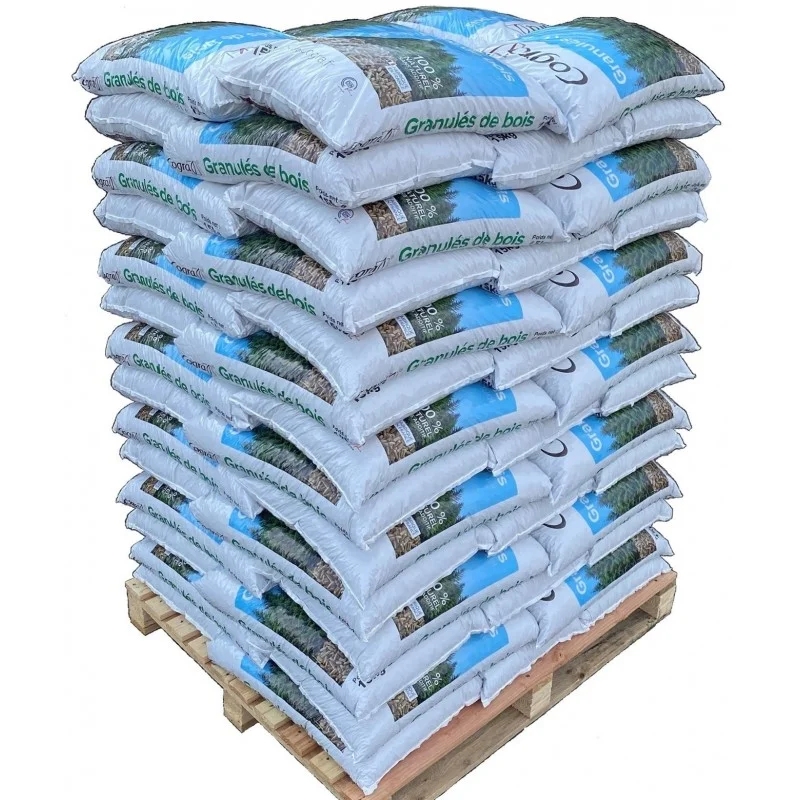 Granulés de bois mélangés certifiés ENplus A1 – Sac 650 kg – Qualité premium pour chauffage performant