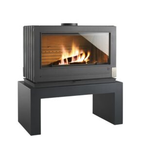Poêle à bois Preston Invicta – Fonte anthracite, 12 kW, rendement 75%, longue bûche 80 cm