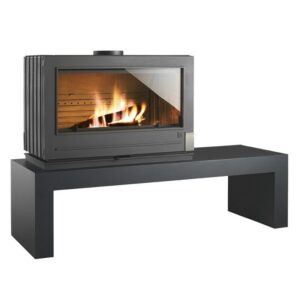 Poêle à bois Preston Invicta – Fonte anthracite, 12 kW, rendement 75%, longue bûche 80 cm