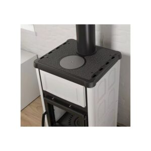 Poêle mixte Akimix Ressorts Invicta – Bois & granulés, 7 kW, fonte anthracite