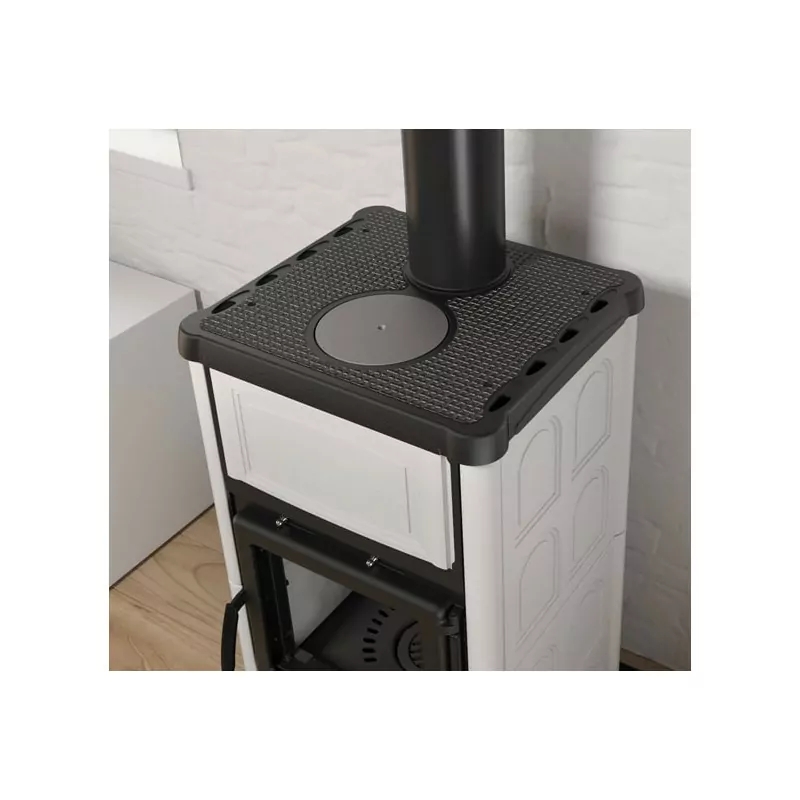 Poêle mixte Akimix Ressorts Invicta – Bois & granulés, 7 kW, fonte anthracite – Image 2